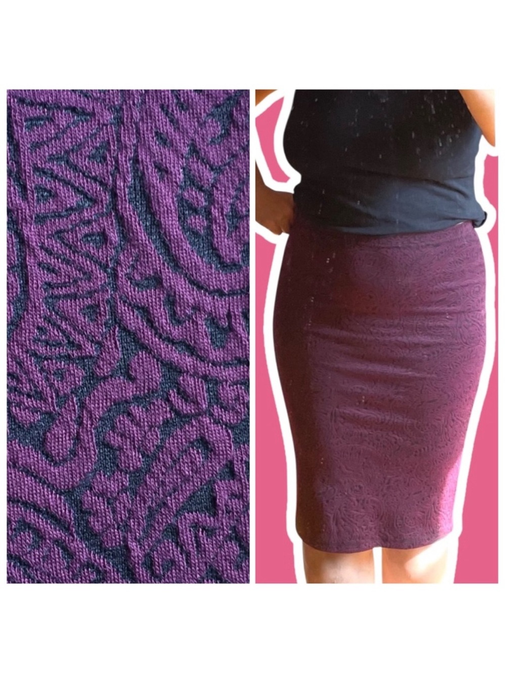 Bodycon pencil midi skirt paisley jacquard new NWT